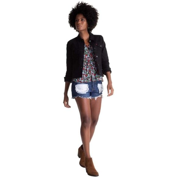 Brand New Women Black Cotton Wrangler Authentics Denim Jacket Casual Fit - Picture 4 of 5